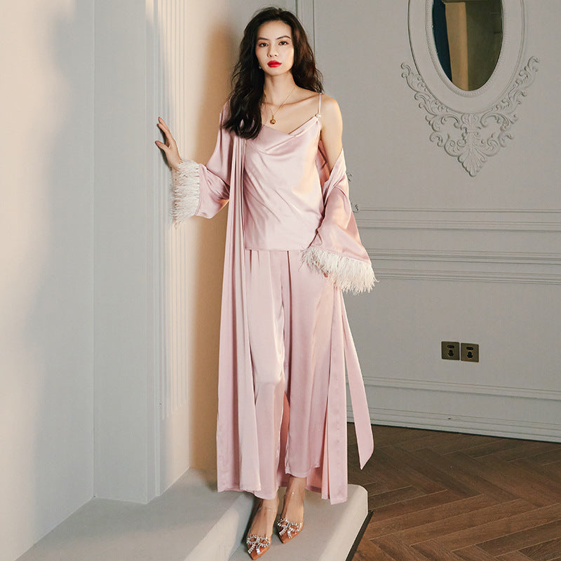 Femenza™ Long Sleeve Satin Loungewear Thin Suit