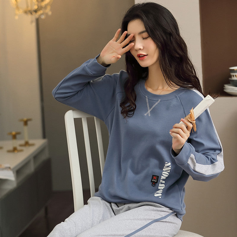 Femenza™ Women's Pajamas Knitted Round Neck Loungewear Suit