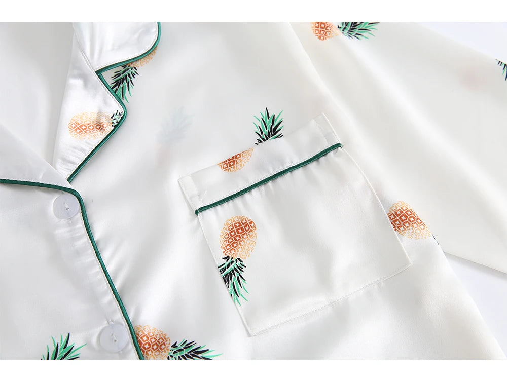 Femenza™ Silk Printed Sweet Cute Loungewear Seven-piece Set