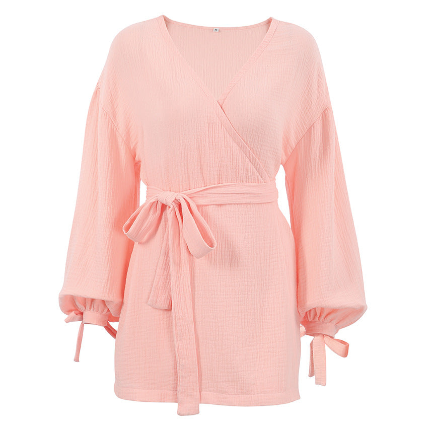 Femenza™ Long Sleeve Nightgown Loose-Fitting Loungewear Pajamas Double-Layer Gauze Moisture-Wicking