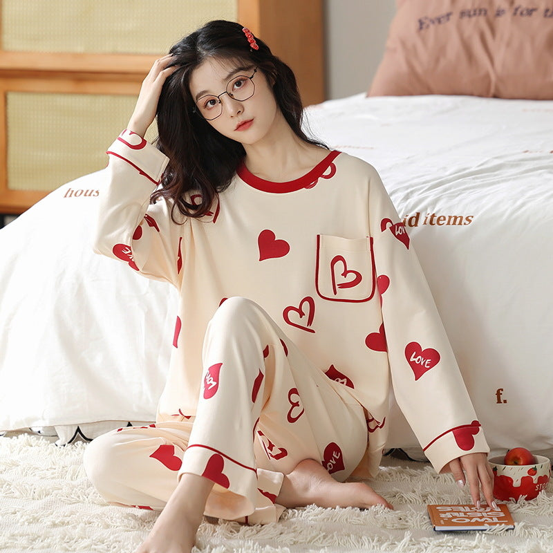 Femenza™ Loose Long Sleeves Print Pajamas Sleepwear Set