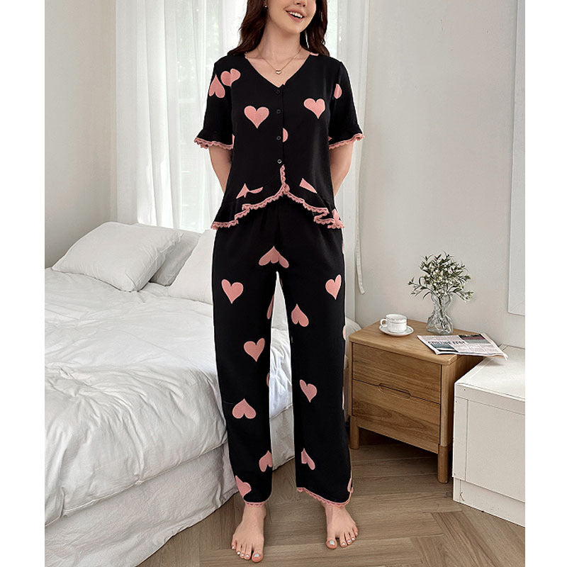 Femenza™ Heart-Print Pants Loungewear Set