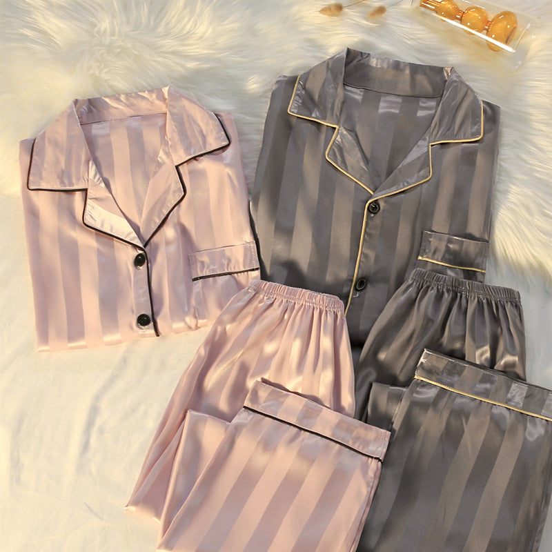 Femenza™ Striped Luxury Silk Loungewear