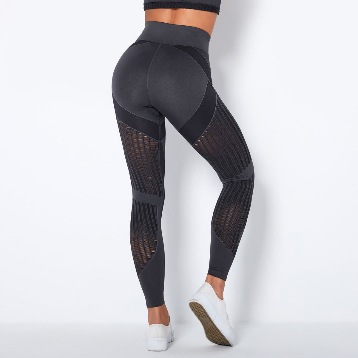 Femenza™ Seamless Mesh Knit Yoga Leggings High-Waist Supportive Fitness Pants