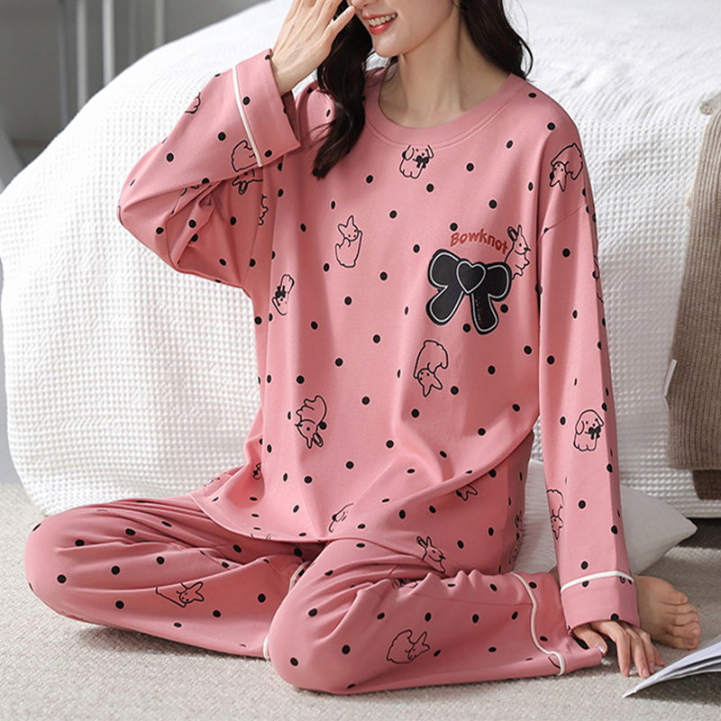Femenza™ Loose Long Sleeves Print Pajamas Sleepwear Set