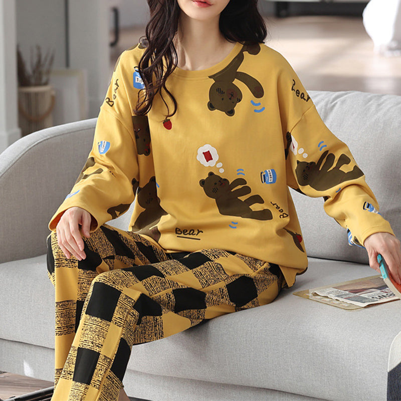 Femenza™ Loose Long Sleeves Print Pajamas Sleepwear Set