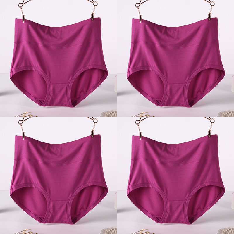 Femenza™ Women Underwear Soft Viscose Solid Color High Waist Panties 4pcs