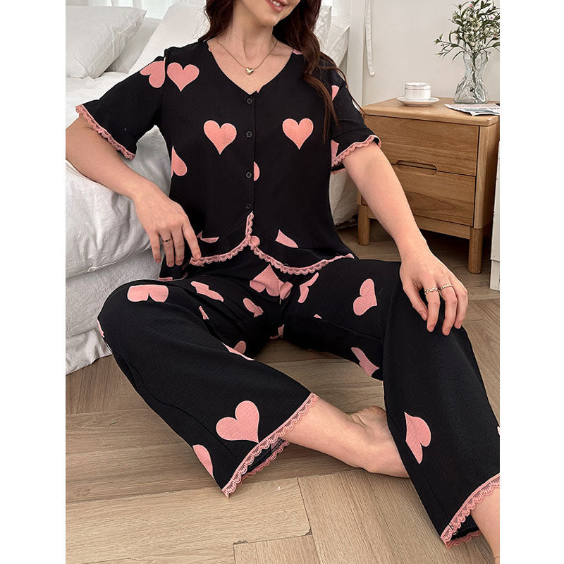Femenza™ Heart-Print Pants Loungewear Set