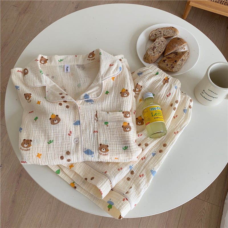Femenza™ Cotton Bear Head Short Sleeve Cardigan Set