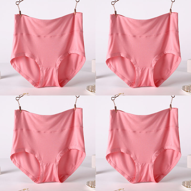 Femenza™ Women Underwear Soft Viscose Solid Color High Waist Panties 4pcs