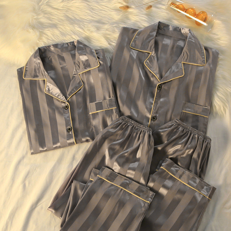 Femenza™ Striped Luxury Silk Loungewear