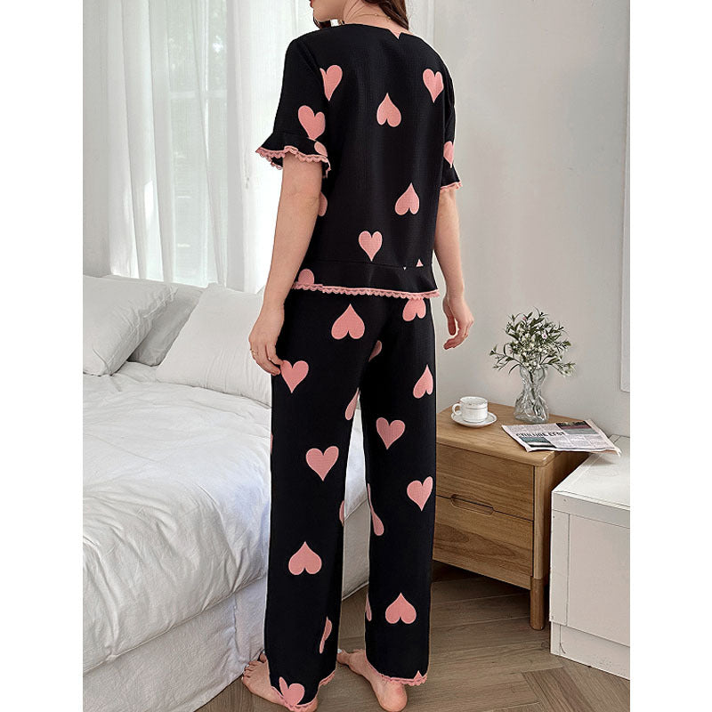 Femenza™ Heart-Print Pants Loungewear Set