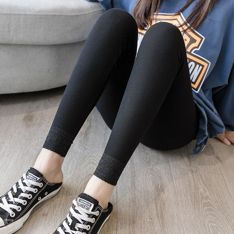 Femenza™ High-Waisted Threaded Slim-Fitting Warm Leggings