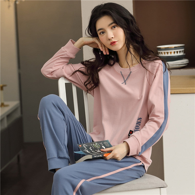 Femenza™ Women's Pajamas Knitted Round Neck Loungewear Suit