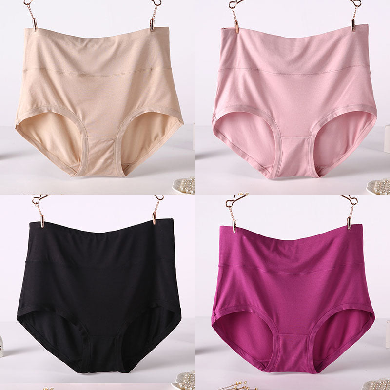 Femenza™ Women Underwear Soft Viscose Solid Color High Waist Panties 4pcs
