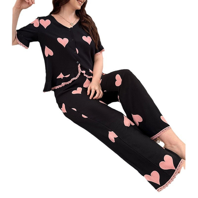Femenza™ Heart-Print Pants Loungewear Set