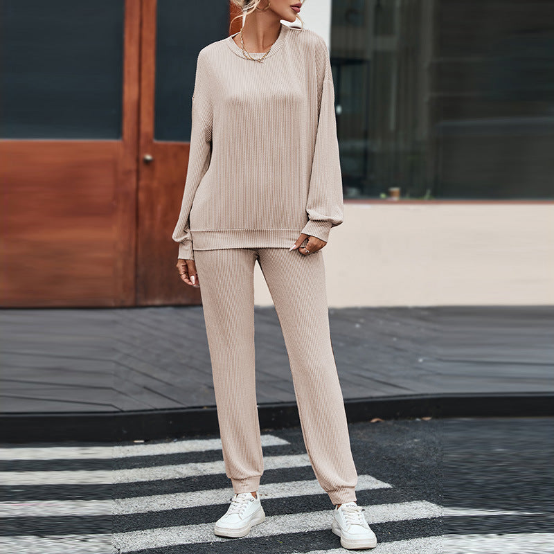 Femenza™ Solid Color Long-Sleeved Loungewear Suit Casual Set