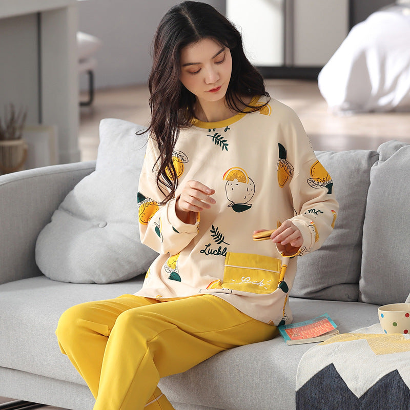 Femenza™ Loose Long Sleeves Print Pajamas Sleepwear Set