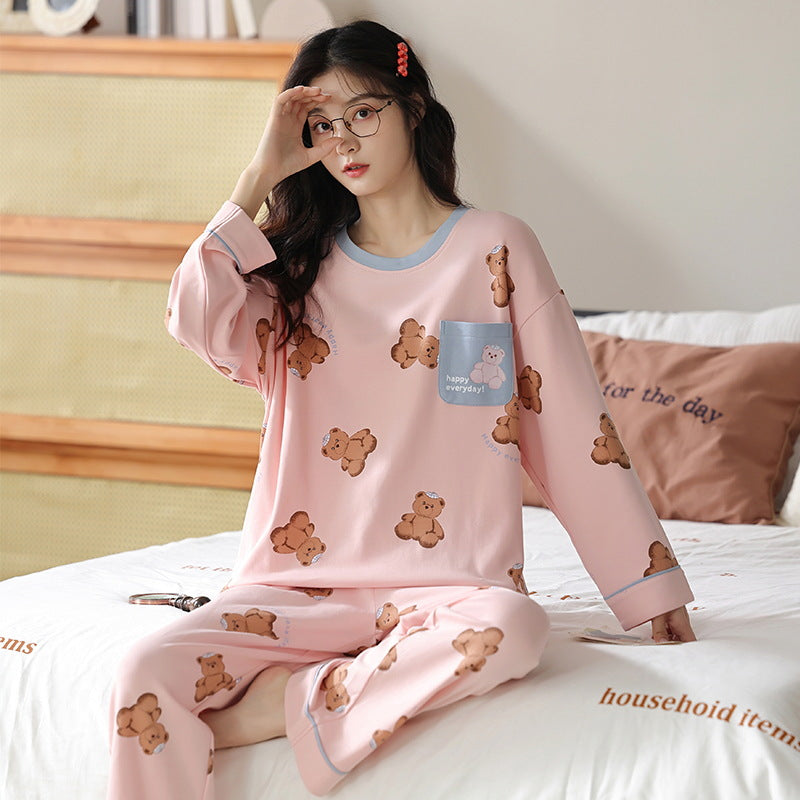 Femenza™ Loose Long Sleeves Print Pajamas Sleepwear Set