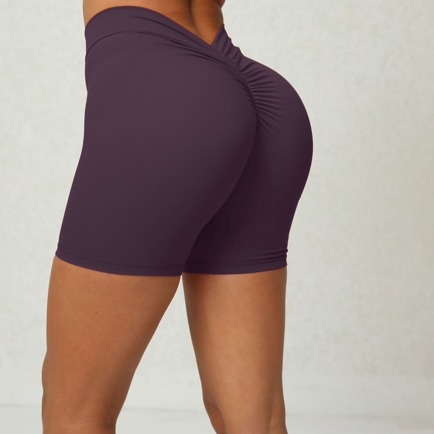Femenza™ Back Waist Deep V-Shaped Wrinkle Yoga Shorts