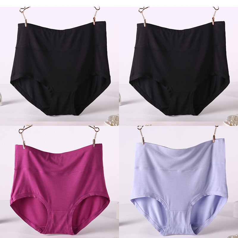Femenza™ Women Underwear Soft Viscose Solid Color High Waist Panties 4pcs