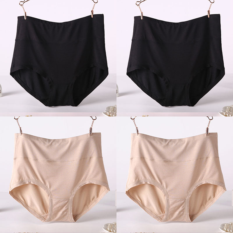 Femenza™ Women Underwear Soft Viscose Solid Color High Waist Panties 4pcs