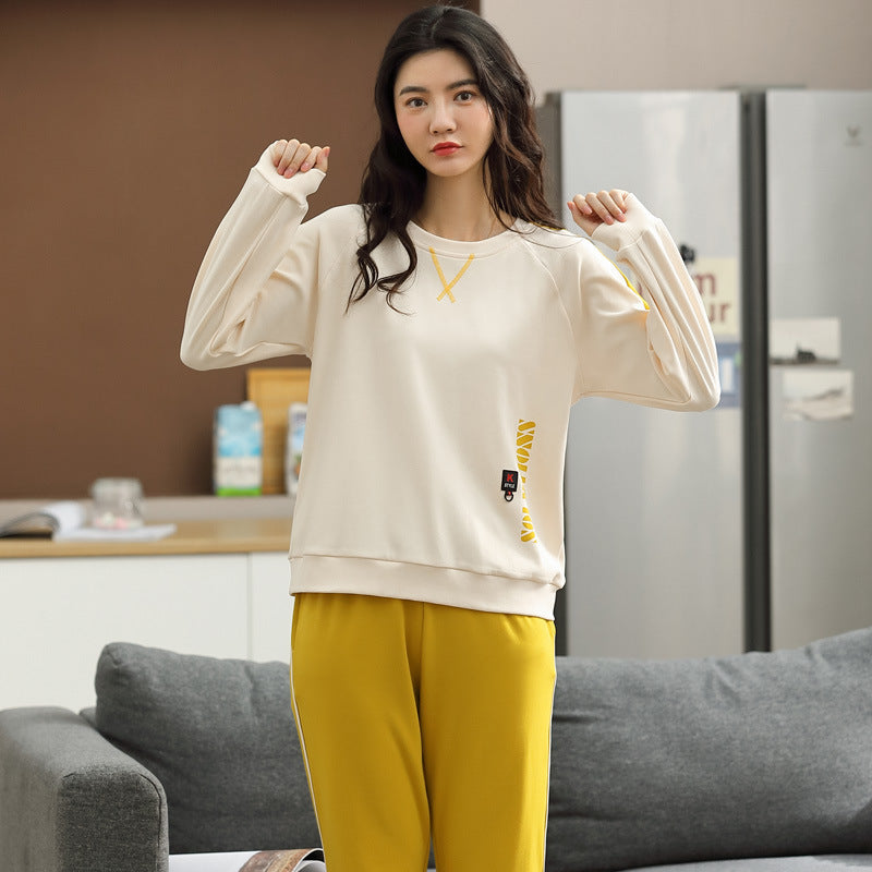Femenza™ Women's Pajamas Knitted Round Neck Loungewear Suit