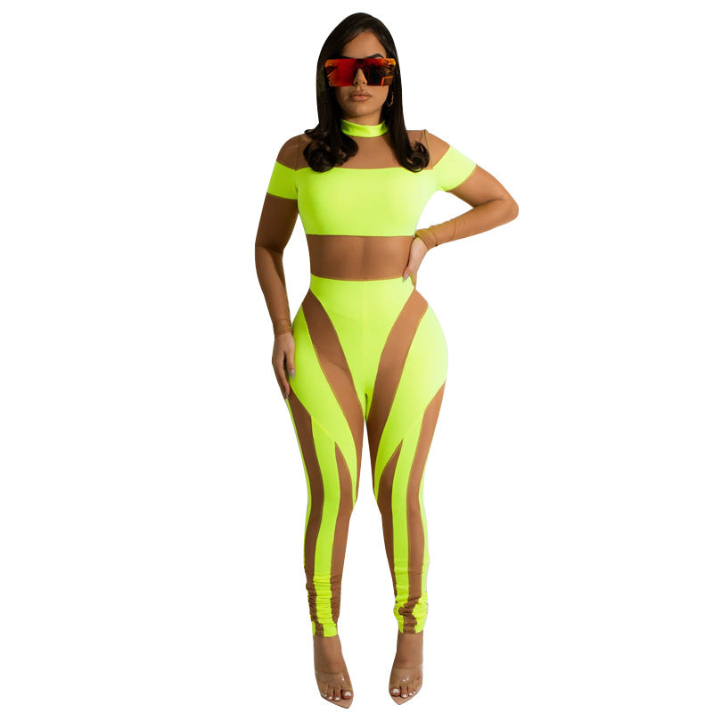 Femenza™ Mesh Stitching Nightclub See-through Jumpsuit