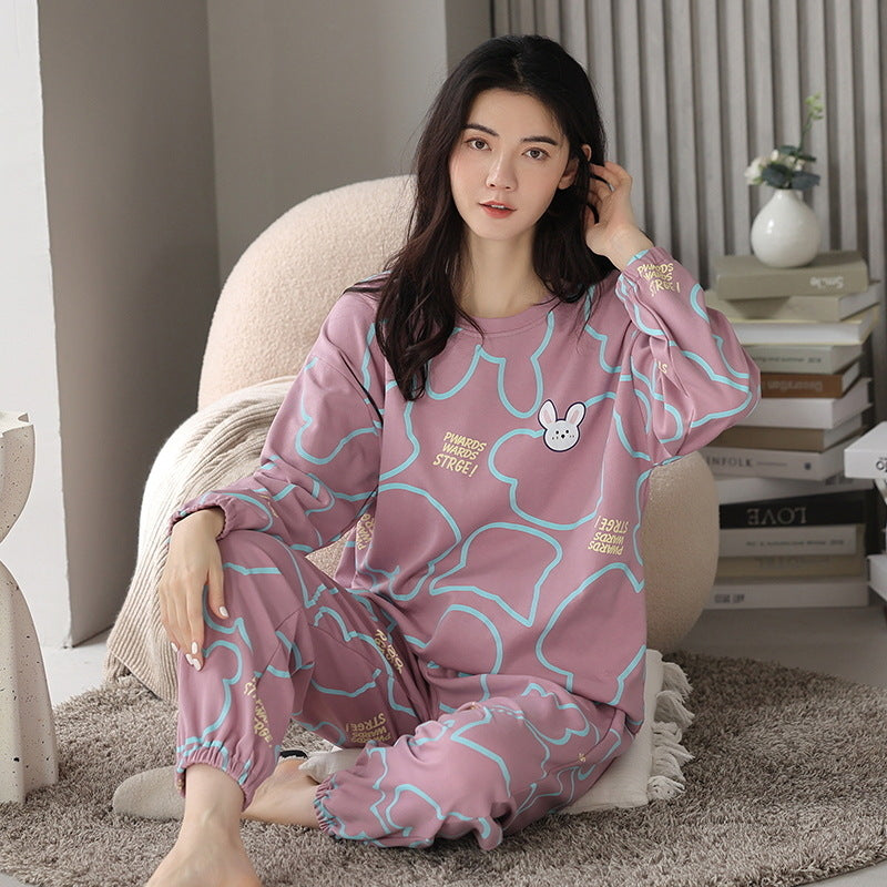 Femenza™ Loose Long Sleeves Print Pajamas Sleepwear Set