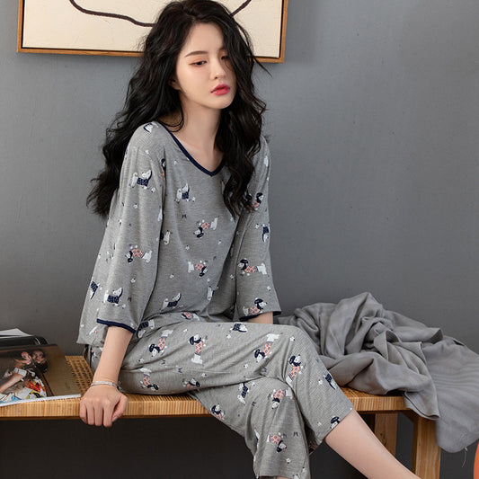 Femenza™ Modal Short Sleeve Cropped Pants Loungewear Set