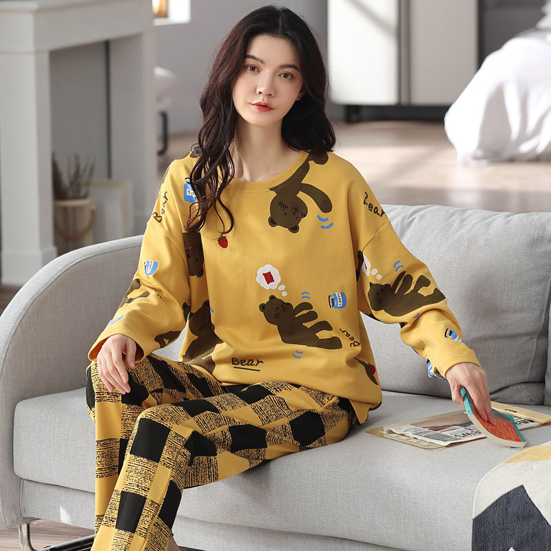 Femenza™ Loose Long Sleeves Print Pajamas Sleepwear Set