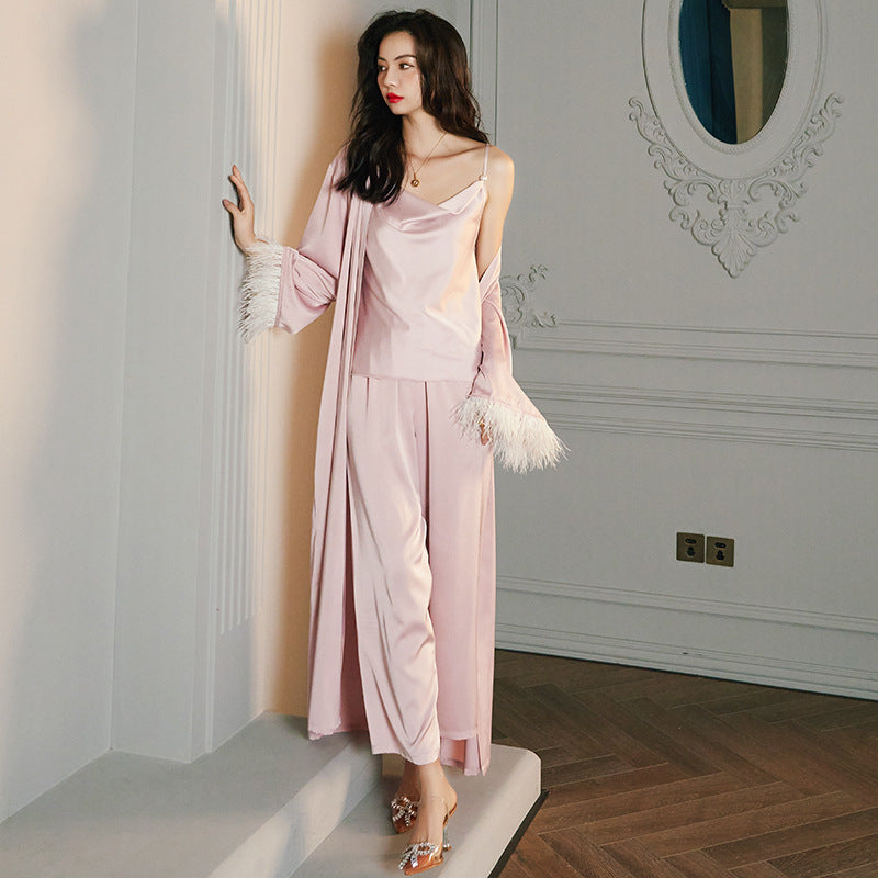Femenza™ Long Sleeve Satin Loungewear Thin Suit