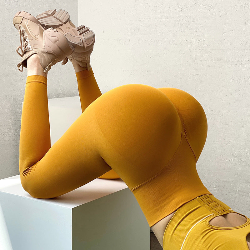 Femenza™ Simple Solid Color Seamless Skinny Sports Leggings