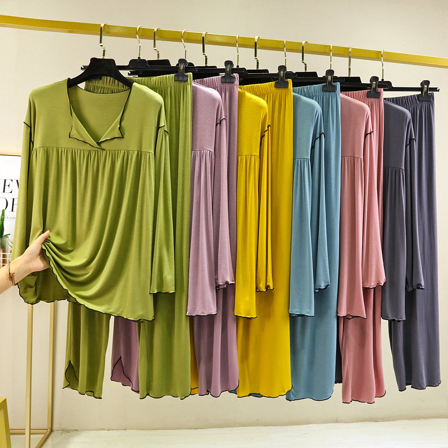 Femenza™ Long Sleeve Straight Pants Loungewear Set