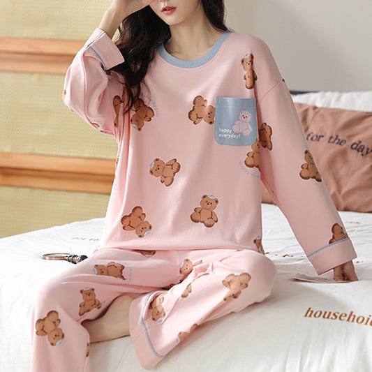 Femenza™ Loose Long Sleeves Print Pajamas Sleepwear Set