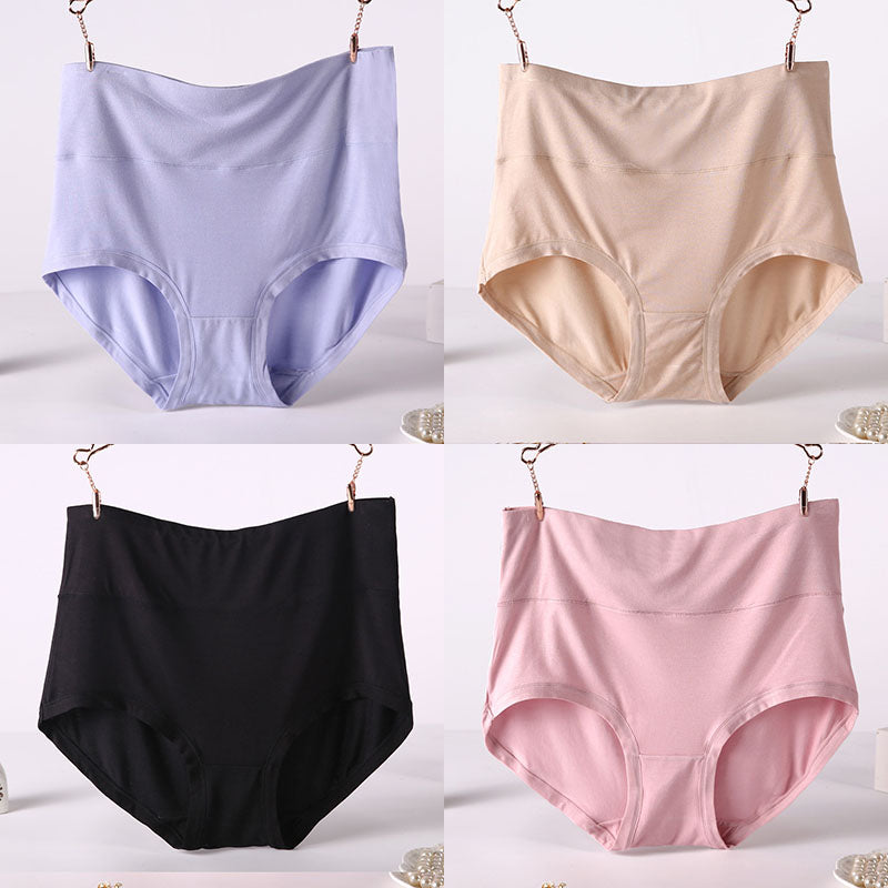Femenza™ Women Underwear Soft Viscose Solid Color High Waist Panties 4pcs