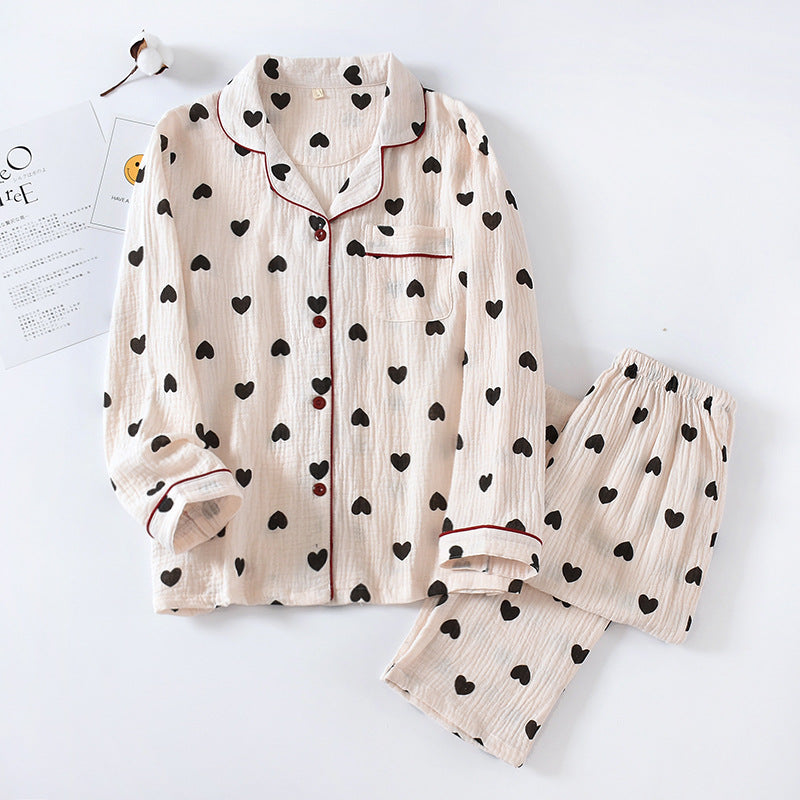 Femenza™ Gauze Double Crepe Lapel Loungewear Set