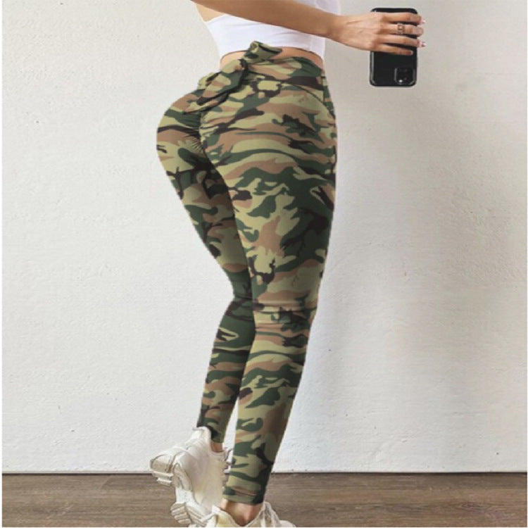 Femenza™ Bow Knot Cutout Camouflage Print High Waisted Leggings