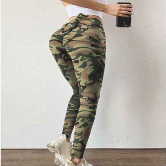 Femenza™ Bow Knot Cutout Camouflage Print High Waisted Leggings