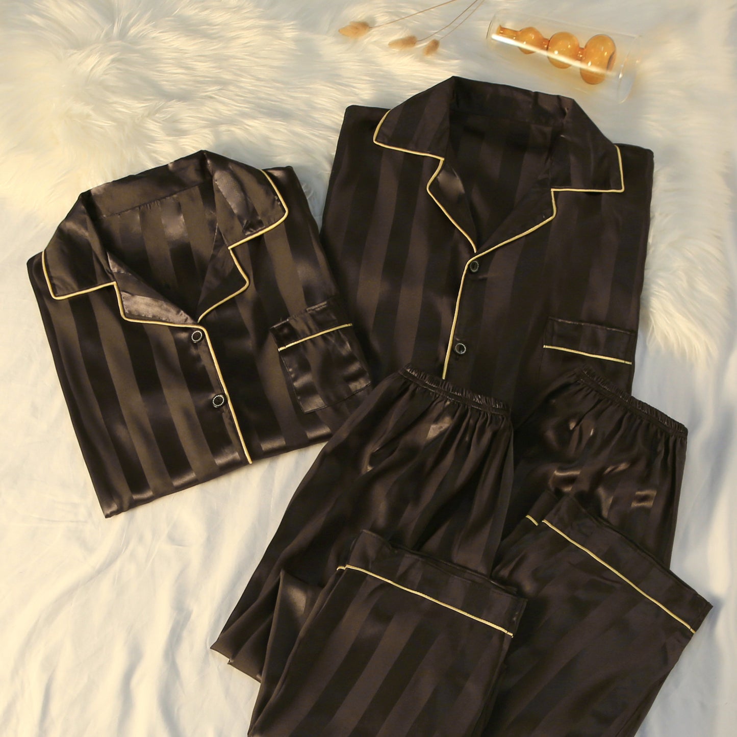 Femenza™ Striped Luxury Silk Loungewear