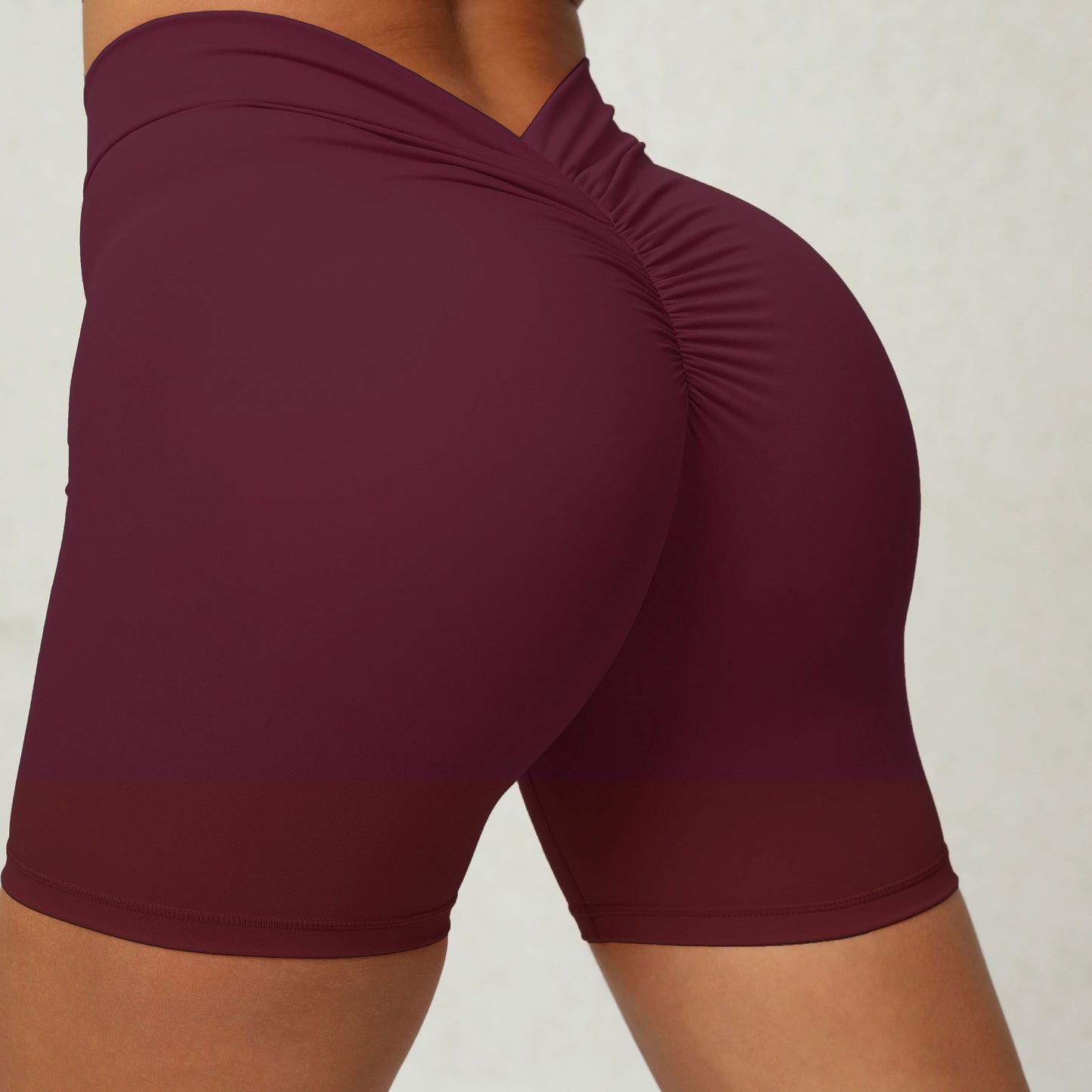 Femenza™ Back Waist Deep V-Shaped Wrinkle Yoga Shorts