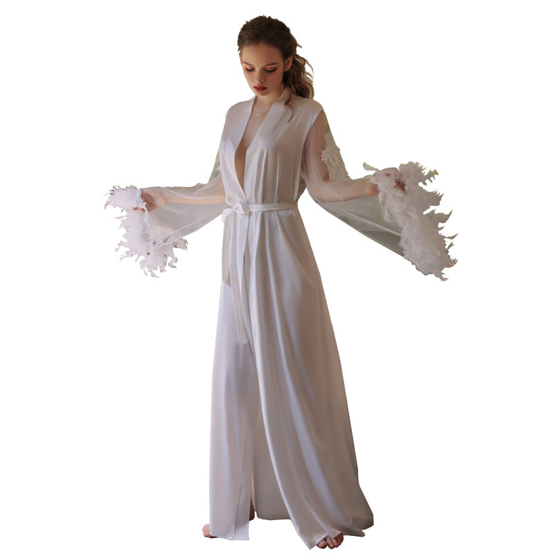 Femenza™ Embroidered Lace-up Long Nightgown Loungewear