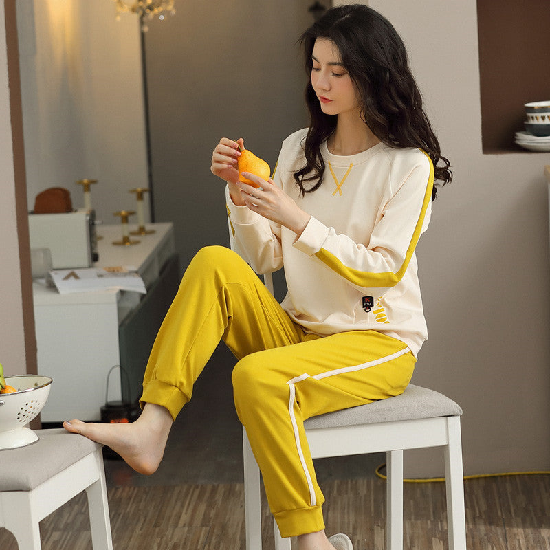 Femenza™ Women's Pajamas Knitted Round Neck Loungewear Suit