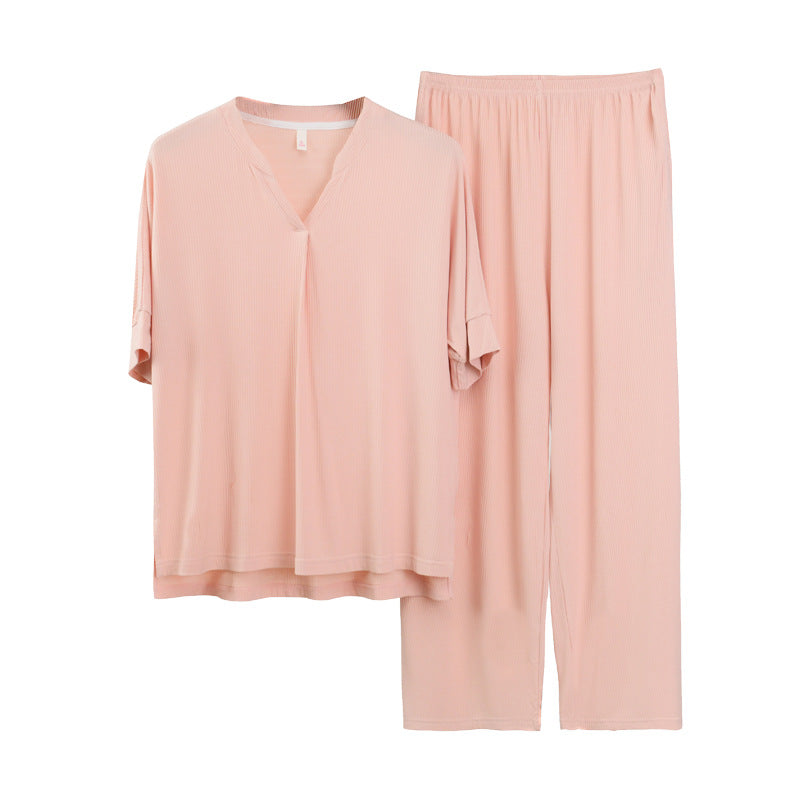 Femenza™ Modal Short Sleeve Cropped Pants Loungewear Set