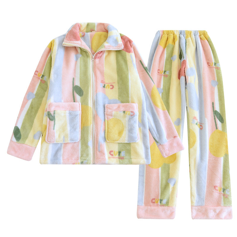 Femenza™ Women's Loose Flannel Fleece-lined Loungewear Suit