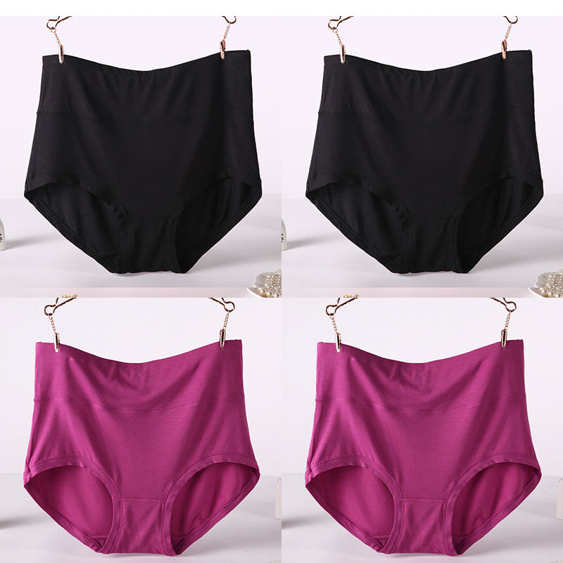 Femenza™ Women Underwear Soft Viscose Solid Color High Waist Panties 4pcs