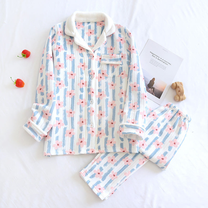 Femenza™ Long Sleeve Cardigan Cotton Three-layer Warm Loungewear Set