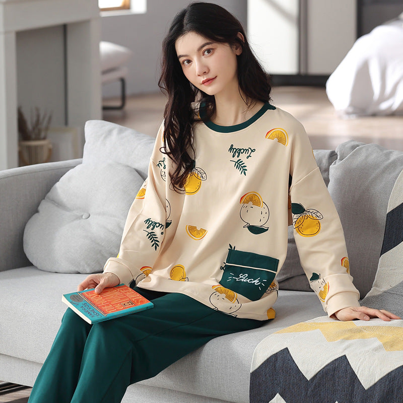 Femenza™ Loose Long Sleeves Print Pajamas Sleepwear Set